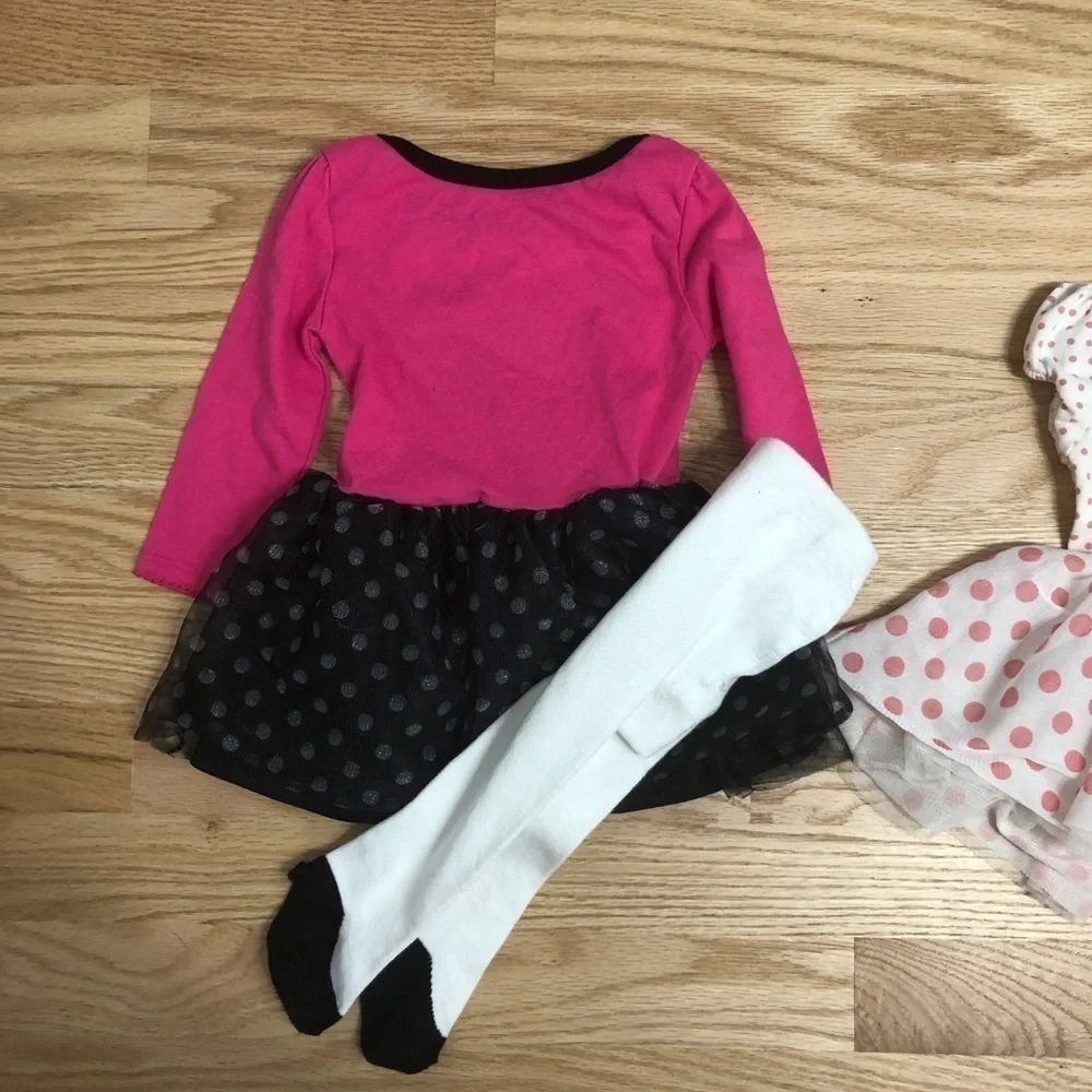 Disney Minnie Mouse Outfit Bundle Sz 12 Months Dress Leggings Pink Girls
